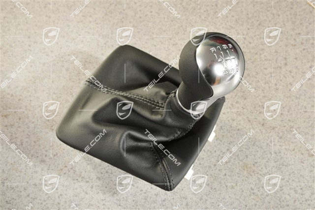 Gałka zmiany biegów z mieszkiem, skóra, 6 biegów manual