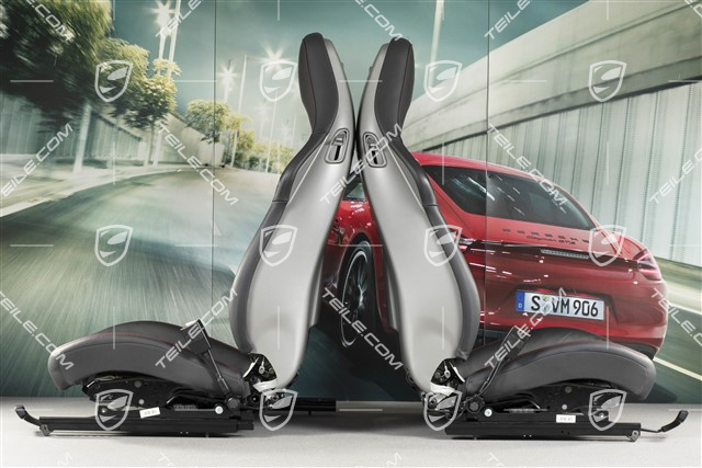 Sportsitze, manual+elektrisch einstellbar, Heizung, Leder/Alcantara, GTS Schriftzug, in Schwarz/Karminrot, Satz, L+R