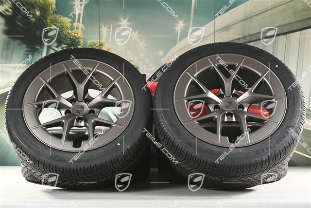 21" Cayenne RS Spyder Design winter wheel set, wheel rims 9,5J x 21 ET16 + 11J x 21 ET37 + NEW Goodyear UltraGrip Performance 3 SUV winter tyres 275/45 R21 + 315/40 R21, turbonite