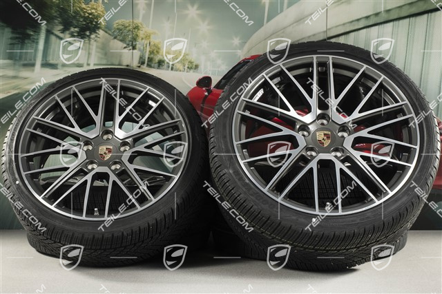 20"+21" koła zimowe Turbo V, komplet, felgi 8,5J x 20 ET40 + 11J x 21 ET66 + opony zimowe Goodyear 245/35 R20 + 305/30 R21, DOT/rok prod. 2021