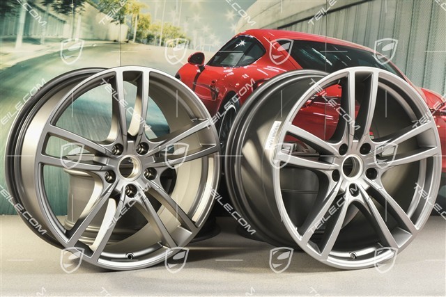 21" Cayenne Coupe Felgensatz Cayenne Turbo, 11J x 21 ET49 + 9,5J x 21 ET46, Platinum Seidenmatt