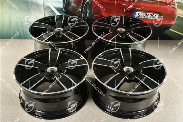 20" Felgensatz Cayenne Sport Classic Komfort, 9J x 20 ET50 + 10,5J x 20 ET64, schwarz hochglanz