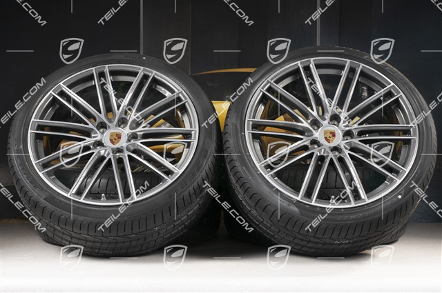 22-inch Cayenne Coupé Turbo IV summer wheel set, rims 10J x 22 ET48 + 11,5J x 22 ET52 + NEW Pirelli P Zero summer tyres 285/35 R22 + 315/30 R22, with TPMS