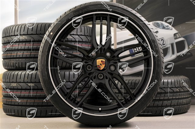 20" SportDesign Sommerräder Satz, Schwarz (hochglanz) - exlusive 911, 8,5J x 20 ET51 + 11J x 20 ET70, Reifen 245/35 ZR20 + 295/30 ZR20