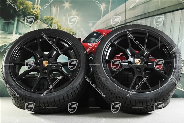 21" RS Spyder Design Winterräder Satz, Felgen 9,5J x 21 ET60 + 11,5J x 21 ET66 + NEUE Continental Winter Contact TS860 S Winterreifen 265/35 R21 + 305/30 R21, schwarz seidenmatt