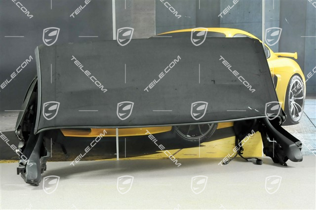 Convertible top, complete, glass window, incl. black folding top cover, convertible top covering damage