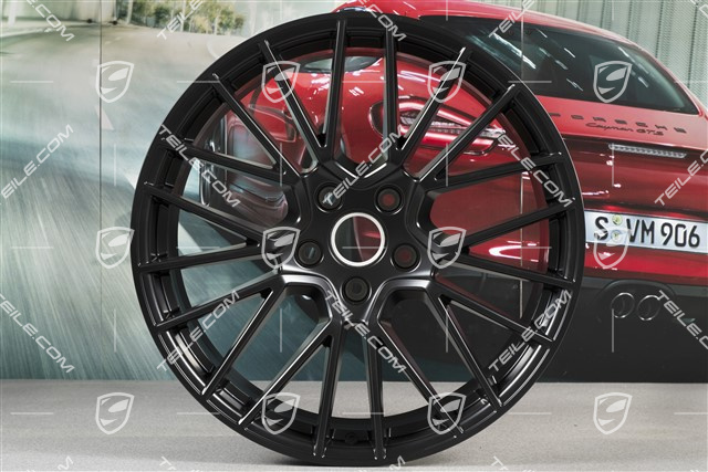 21-inch wheel rim set Cayenne RS Spyder, 11J x 21 ET49 + 9,5J x 21 ET46, for Cayenne Coupé, black satin matt