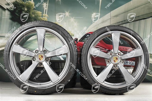 20+21-inch summer Carrera Exclusive Design wheel set, rims 8,5J x 20 ET53 + 11,5J x 21 ET67 + Goodyear summer tyres 245/35 R20 + 305/30 R21, with TPM