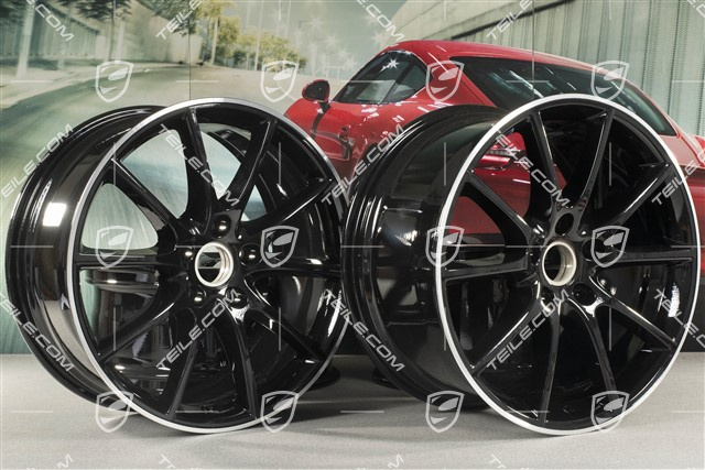 20-inch Cayenne COUPE Design wheel rim set, 10,5J x 20 ET55 + 9J x 20 ET50, black high gloss