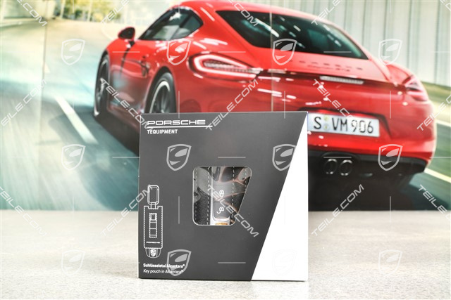 Key Case / Key pouch, Alcantara, With stitching Chalk, Black