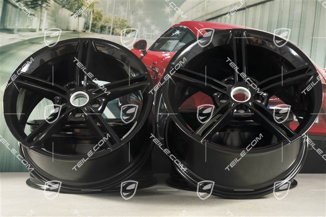 21" Komplet felg Mission E Design, 9,5J x 21 ET60 + 11,5J x 21 ET66, czarny wysoki połysk