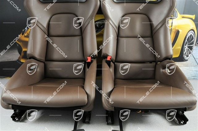 Bucket seats, collapsible, heating, leather, brown / Saddle Tan, set L+R