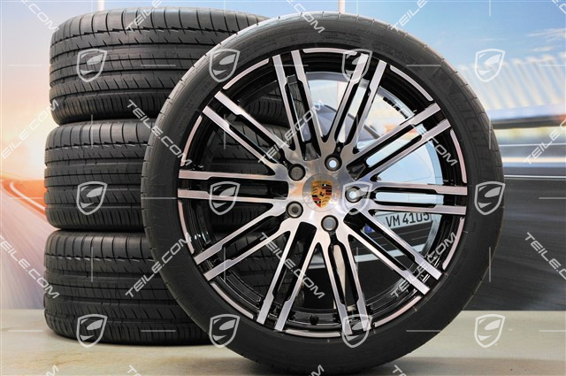 21-inch summer wheels set Turbo III, rims 10J x 21 ET50 + Michelin summer tyres 295/35 R21, BLACK, with TPMS