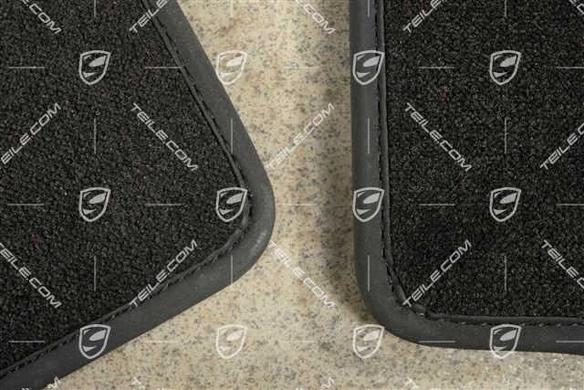 Komplet dywaników podłogowych, 2-częściowy, czarny, RHD