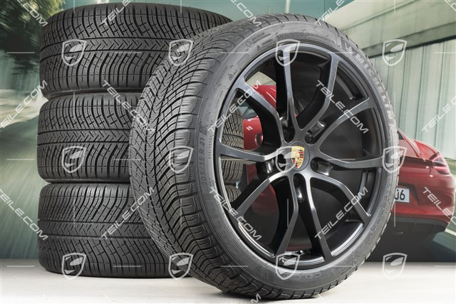 21-inch Cayenne COUPE Exclusive Design winter wheel set, rims 9,5J x 21 ET46 + 11,0J x 21 ET49 + Michelin Pilot Alpin 5 winter tyres 275/40 R21 + 305/35 R21, with TPMS,  black satin-mat
