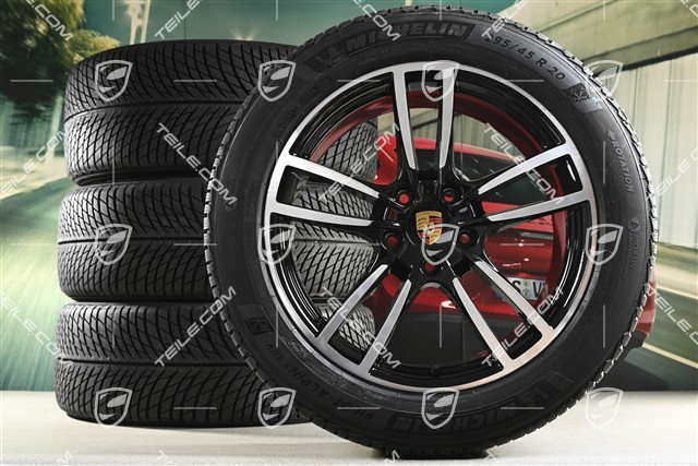 20-inch Cayenne Sport winter wheel set, rims 9J x 20 ET50 + 10,5J x 20 ET55 + Michelin winter tyres 255/55 R20 + 295/45 R20, with TPMS, black high gloss