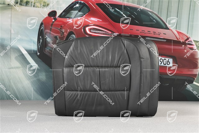 Back seat backrest, Draped leather, black, Cabrio, R