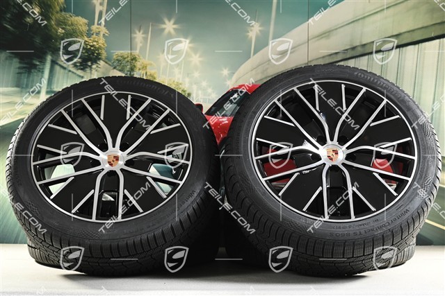 21-inch Macan Design winter wheel set, rims 8,5J x 21 ET27 + 10,5J x 21 ET47 + NEW Continental winter tyres 255/45 R21 + 285/40 R21, black high gloss