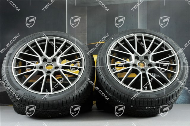 21" koła zimowe Cayenne COUPÉ RS Spyder, komplet, felgi 9,5J x 21 ET46 + 11,0J x 21 ET49 + opony zimowe Pirelli 275/40 R21 + 305/35 R21, z czujnikami ciśnienia