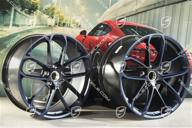 22-inch GT wheel rim set, rims 10,5J x 22 ET49 + 11,5J x 22 ET52, ocean blue pearl effect