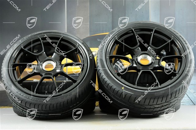 20" summer wheels set 911 Turbo S Exclusive Design, rims 11,5J x 20 ET56 + 9J x 20 ET51 + NEW summer tyres 305/30 ZR20 + 245/35 ZR20, Black high-gloss