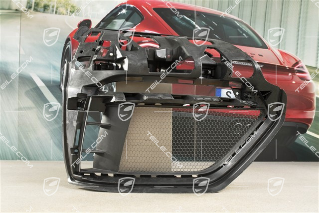 Front bumper retainer frame / grille / vent, lateral, GT4, Black matte, R