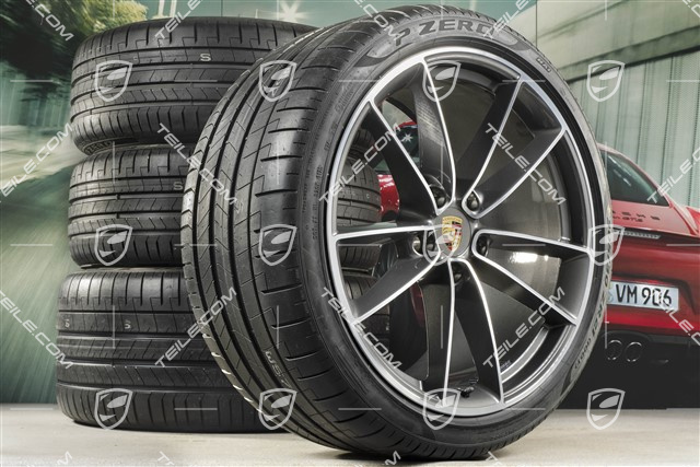 20"+21" koła letnie, komplet Carrera Classic, felgi 8,5J x 20 ET53 + 11,5J x 21 ET67 + NOWE opony letnie Pirelli 245/35 R20 + 305/30 R21, z czujnikami ciśnienia