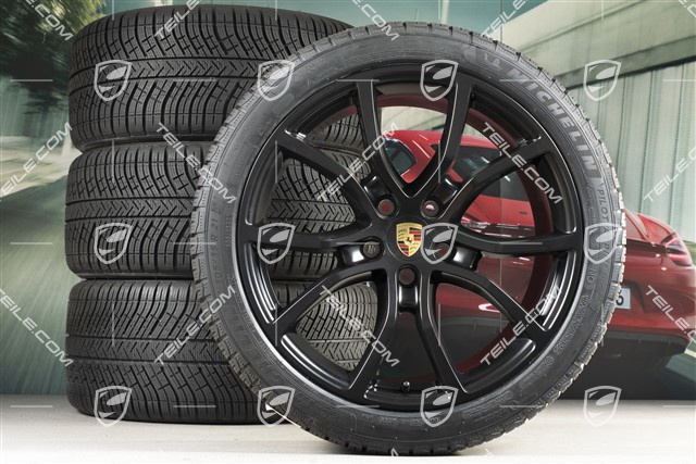 21-inch Cayenne Exclusive Design winter wheel set, rims 9,5J x 21 ET46 + 11,0J x 21 ET58 + NEW Michelin Pilot Alpin 5 winter tyres 275/40 R21 + 305/35 R21, with TPMS, black satin-mat