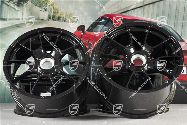 20" komplet felg 911 Turbo S Exclusive Design, felgi 11,5J x 20 ET56 + 9J x 20 ET51, czarny wysoki połysk