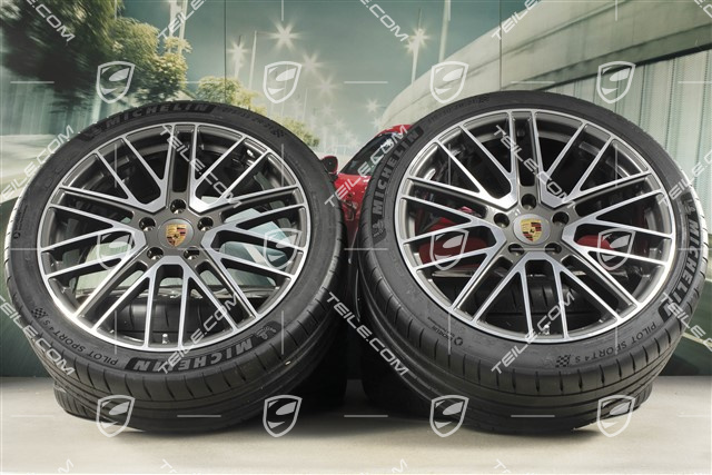 21" Turbo V Sommerräder Satz, Felgen 9,5J x 21 ET71 + 11,5J x 21 ET69 + NEUE Michelin Sommerreifen 275/35 R21 + 315/30 R21, mit RDK-Sensoren