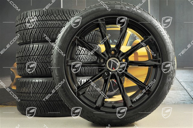 19" Boxster S Winterräder Satz, Felgen 8J x 19 ET57 + 10J x 19 ET45, Michelin Pilot Alpin 4 Winterreifen 235/40 R19 + 265/40 R19, in Schwarz Hochglanz