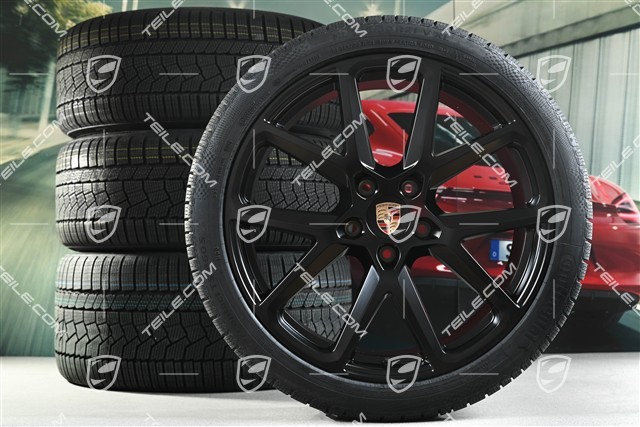 21-inch Panamera SportDesign Winter wheel set, wheel rims 9,5J x 21 ET71 + 10,5J x 21 ET71 + NEW Continental winter tyres 275/35 R21 + 315/30 R21, black satin matt