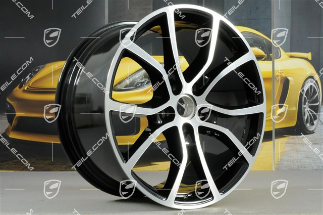 21" Komplet felg Cayenne ExclusiveDesign, 11J x 21 ET58 + 9,5J x 21 ET46, czarny perłowy, Jet Black metalik