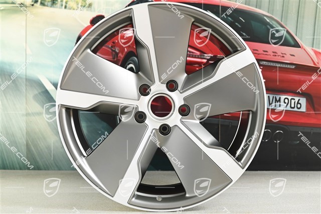 21" Felga Taycan Exclusive Design, 11,5J x 21 ET66, Platinum satynowy półmat, tylna, R