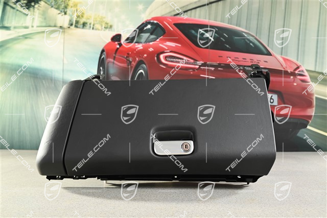 Glove compartment, complete, leather, black (damaged leather)