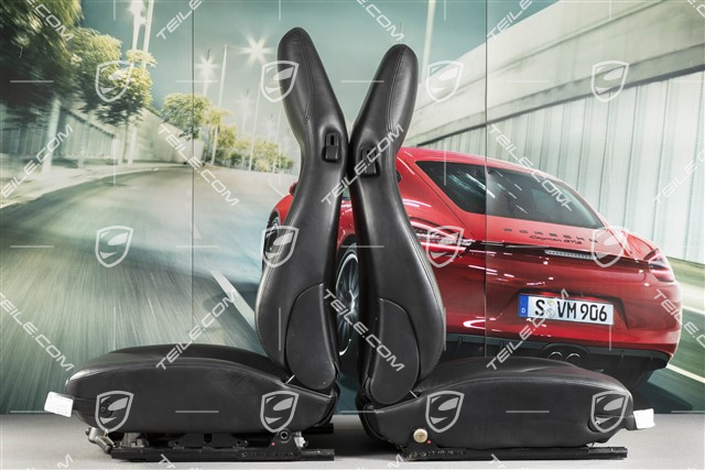 Fotele, regulowane elektrycznie, skóra, czarne, komplet (L+R)