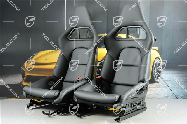 Bucket seats, collapsible, heating, leather, black, very good condition, L+R