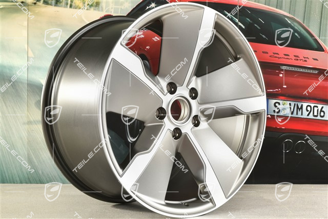 21" Felga Taycan Exclusive Design, 11,5J x 21 ET66, Platinum satynowy półmat, tylna, L