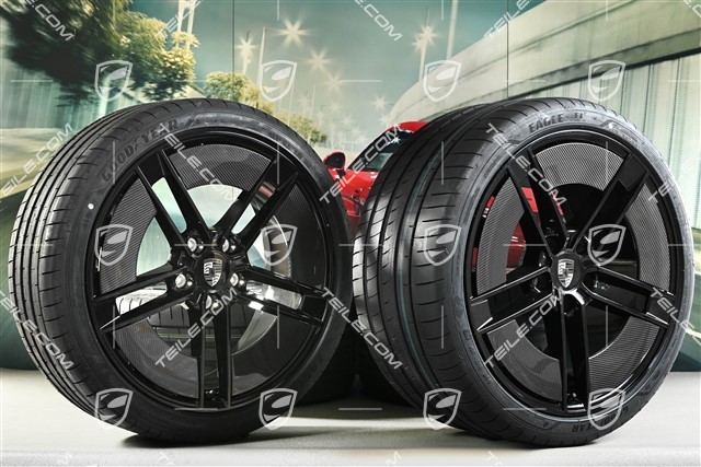 21" Exclusive Design Sommerräder Satz, Felgen 9,5J x 21 ET60 + 11,5J x 21 ET66 + NEUE Goodyear Eagle F1 Asymmetric 3 Sommerreifen 265/35 R21 + 305/30 R21, mit Carbon Aeroblades