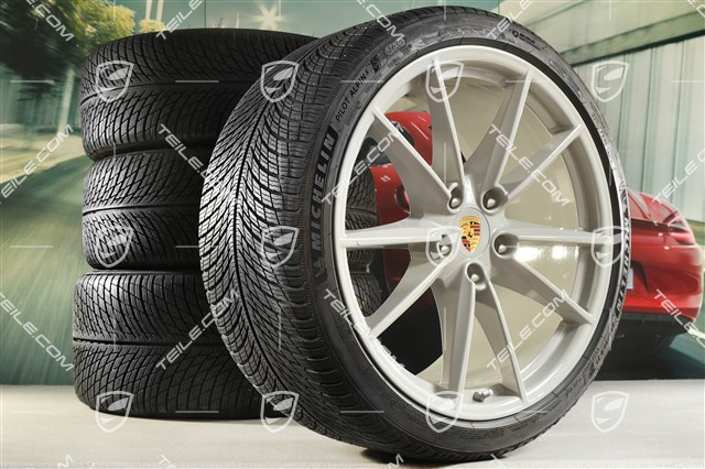 20"+21" Carrera S Winterräder Satz, Felgen 8,5J x 20 ET53 + 11J x 21 ET66 + Michelin Winterreifen 245/35 R20 + 295/30 R21, in Kreide