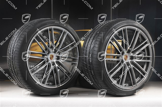 22" Sommerräder Satz 911 Turbo IV Design, Felgen 10J x 22 ET48 + 11,5J x 22 ET61 + Pirelli Sommerreifen 285/35 ZR22 + 315/30 ZR22, mit RDK-Sensoren