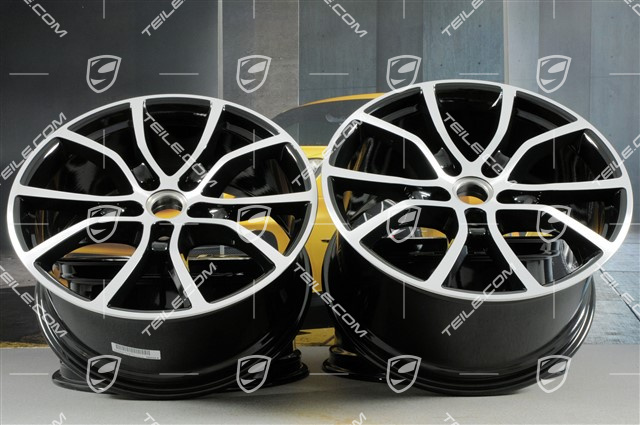 21" Komplet felg Cayenne Exclusive Design, 11J x 21 ET58 + 9,5J x 21 ET46, czarny wysoki połysk