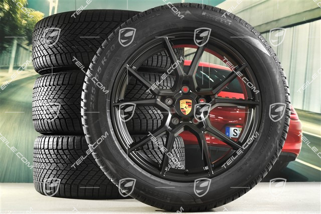 20-inch Cayenne S winter wheel set, rims 9J x 20 ET50 + 10,5J x 20 ET64 + Pirelli winter tyres 255/55 R20 + 295/45 R20, with TPMS, black satin matt