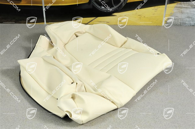 Cover, backrest, active seat ventilation, Porsche crest, leather, cream, L Cover, backrest, active seat ventilation, Porsche crest, leather, cream, L