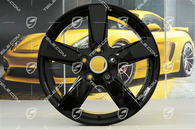 19-inch Cayman S wheel set, 8J x 19 x ET 57 + 9,5J x 19 x ET 45, black high gloss