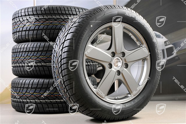 19" koła zimowe, komplet Cayenne Sport Classic, felgi 8,5J x 19 ET59 + opony zimowe Dunlop 265/50 R19, Platinum (półpołysk), bez czujników ciśnienia