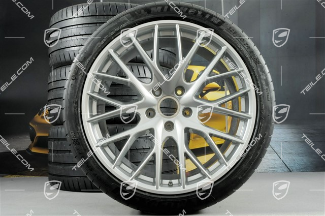 21" Panamera SportDesign Sommerräder, Felgen 9,5J x 21 ET71 + 11,5J x 21 ET69 + Michelin Sommerreifen 275/35 ZR21 + 325/30 ZR21, mit RDK-Sensoren, für Turbo S E-Hybrid