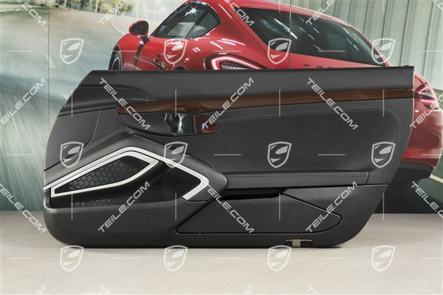 Türverkleidung, Leder, Schwarz, Zierleiste Mahagoni, R