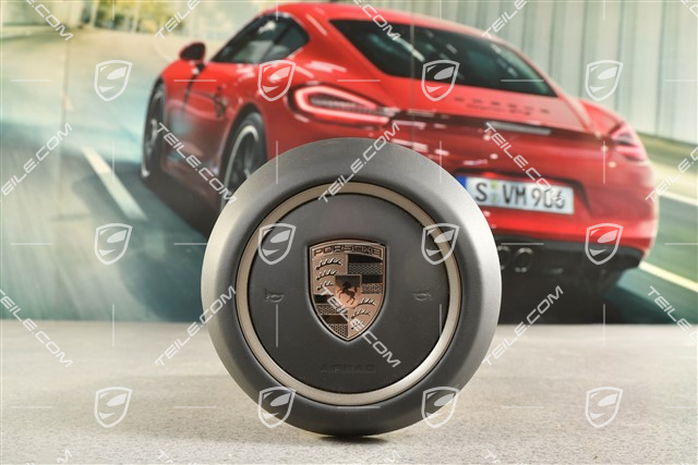 Airbag unit, steering wheel,  leather, black/rhodium grey
