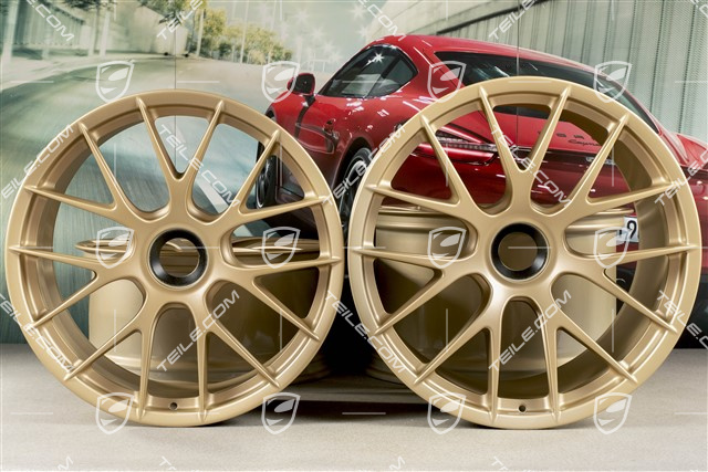 20"+21" GT2RS/GT3RS Magnesium zestaw/komplet felg, felgi 9,5 J x 20 ET50 + 12,5 J x 21 ET48, Aurum satynowy półmat